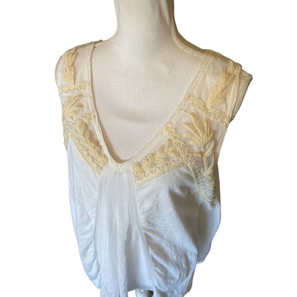 Anthropologie Meadow Rue Top XL Shirt Blouse White Embroidered Sleeveless NEW - Picture 6 of 14